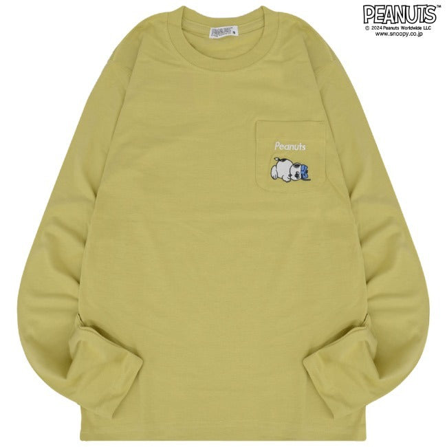 スヌーピー Tシャツ 長袖 トップス 刺繍 ポケット オラフ SNOOPY PEANUTS s1243-16sp