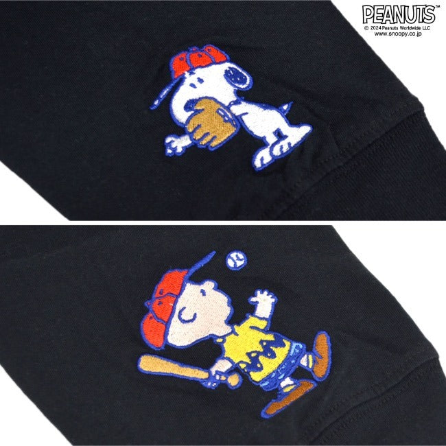 スヌーピー 長袖 Tシャツ フェイク レイヤード BIG オーバーサイズ 袖 プリント 刺繍 トップス SNOOPY PEANUTS s1243-21sp