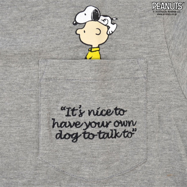 スヌーピー 長袖 トップス Tシャツ ポケット 刺繍 プリント チャーリーブラウン ウッドストック SNOOPY PEANUTS s1243-45