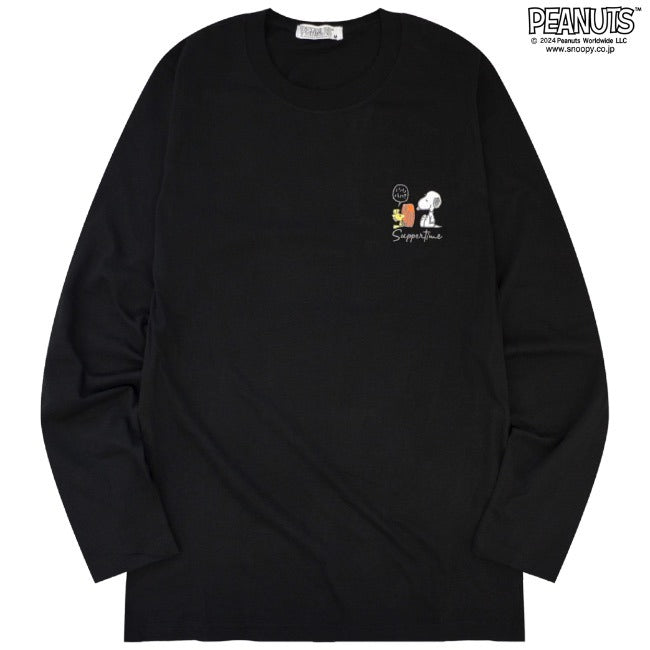 スヌーピー 長袖 トップス Tシャツ 刺繍 チャーリーブラウン ウッドストック SNOOPY PEANUTS s1243-47