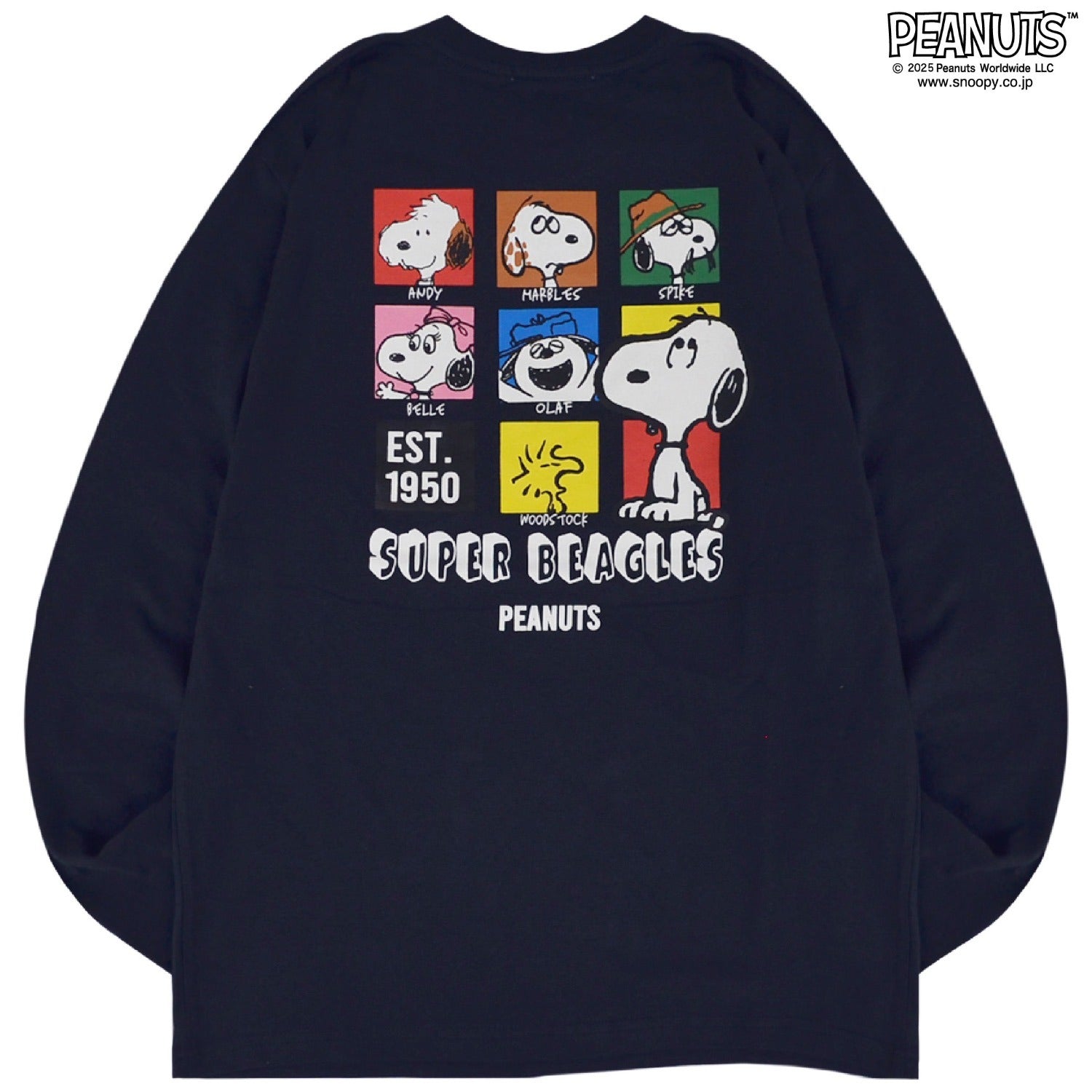 スヌーピー チャーリー・ブラウン Tシャツトップス 長袖 友達 兄弟 ボックス バック プリント SNOOPY PEANUTS s1251-06sp