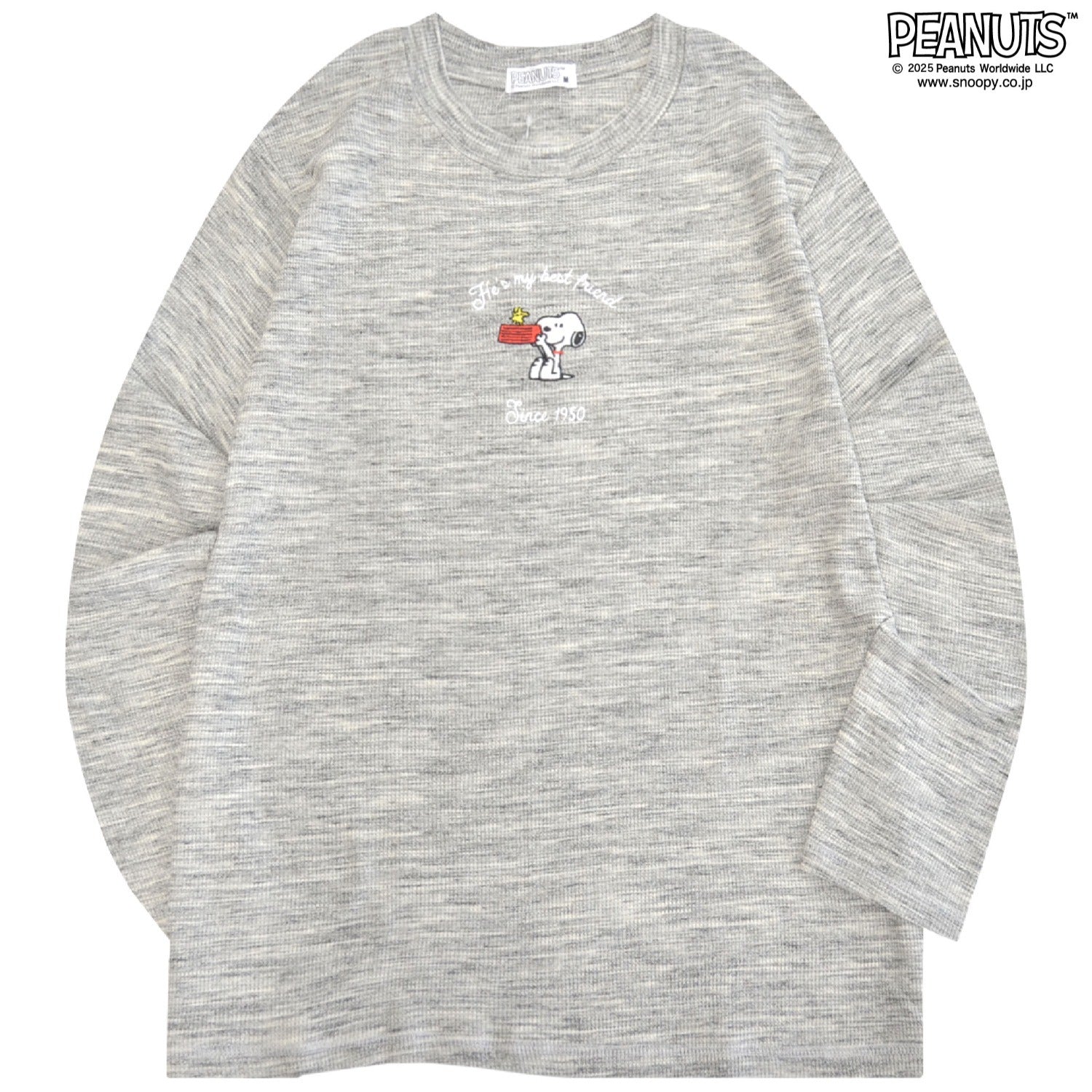 スヌーピー ウッドストック チャーリーブラウン ワッフル 刺繍 長袖 Tシャツ 秋 トップス SNOOPY PEANUTS s1253-00sp