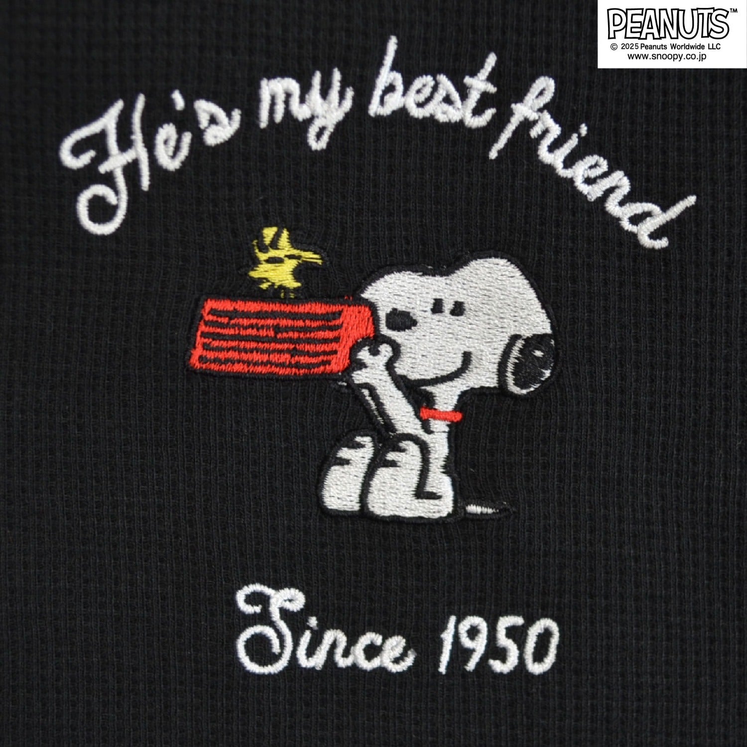 スヌーピー ウッドストック チャーリーブラウン ワッフル 刺繍 長袖 Tシャツ 秋 トップス SNOOPY PEANUTS s1253-00sp
