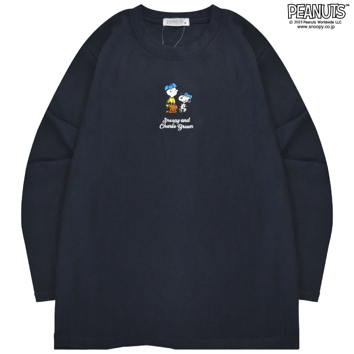 スヌーピー ウッドストック チャーリーブラウン ワッフル 刺繍 長袖 Tシャツ 秋 トップス SNOOPY PEANUTS s1253-00sp
