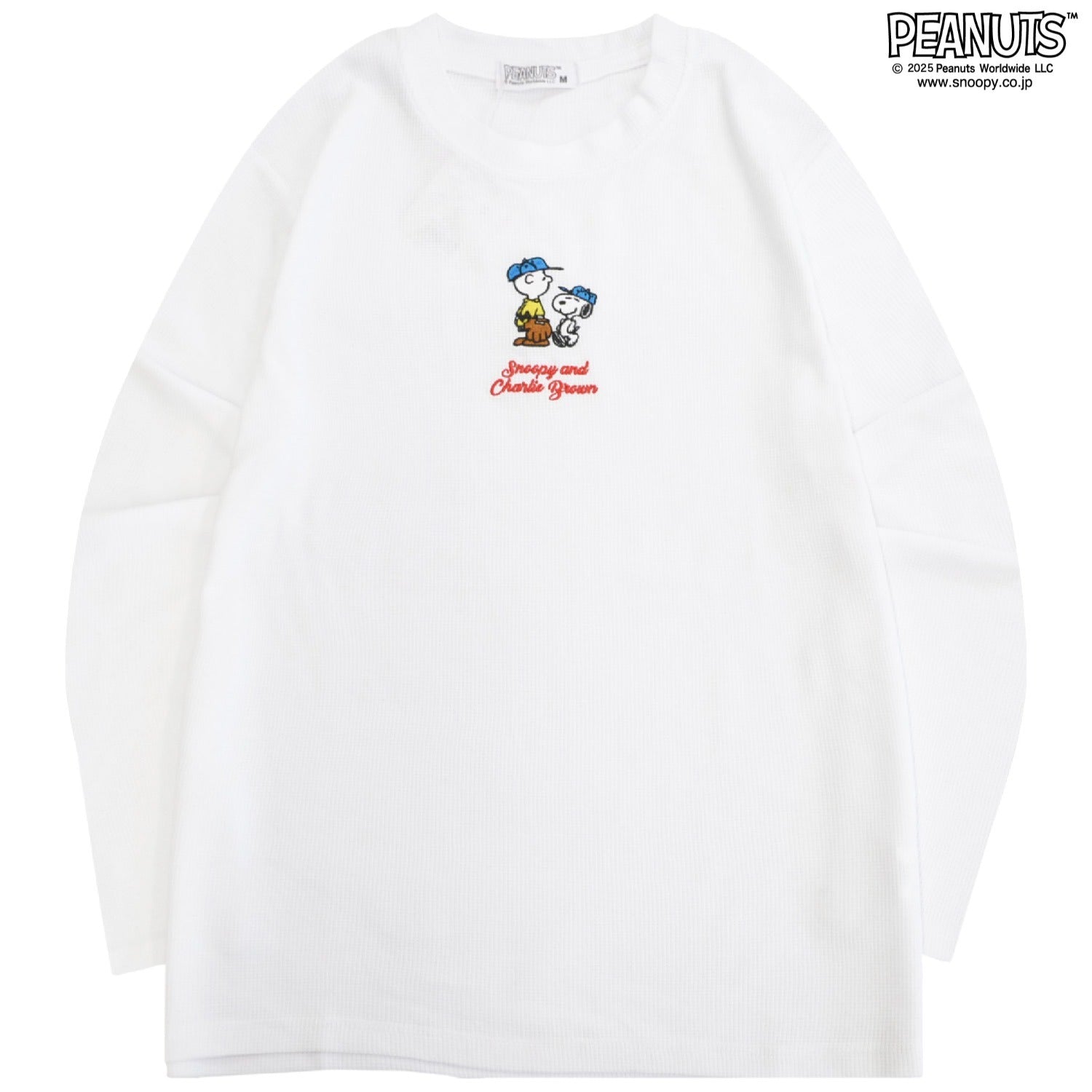 スヌーピー ウッドストック チャーリーブラウン ワッフル 刺繍 長袖 Tシャツ 秋 トップス SNOOPY PEANUTS s1253-00sp