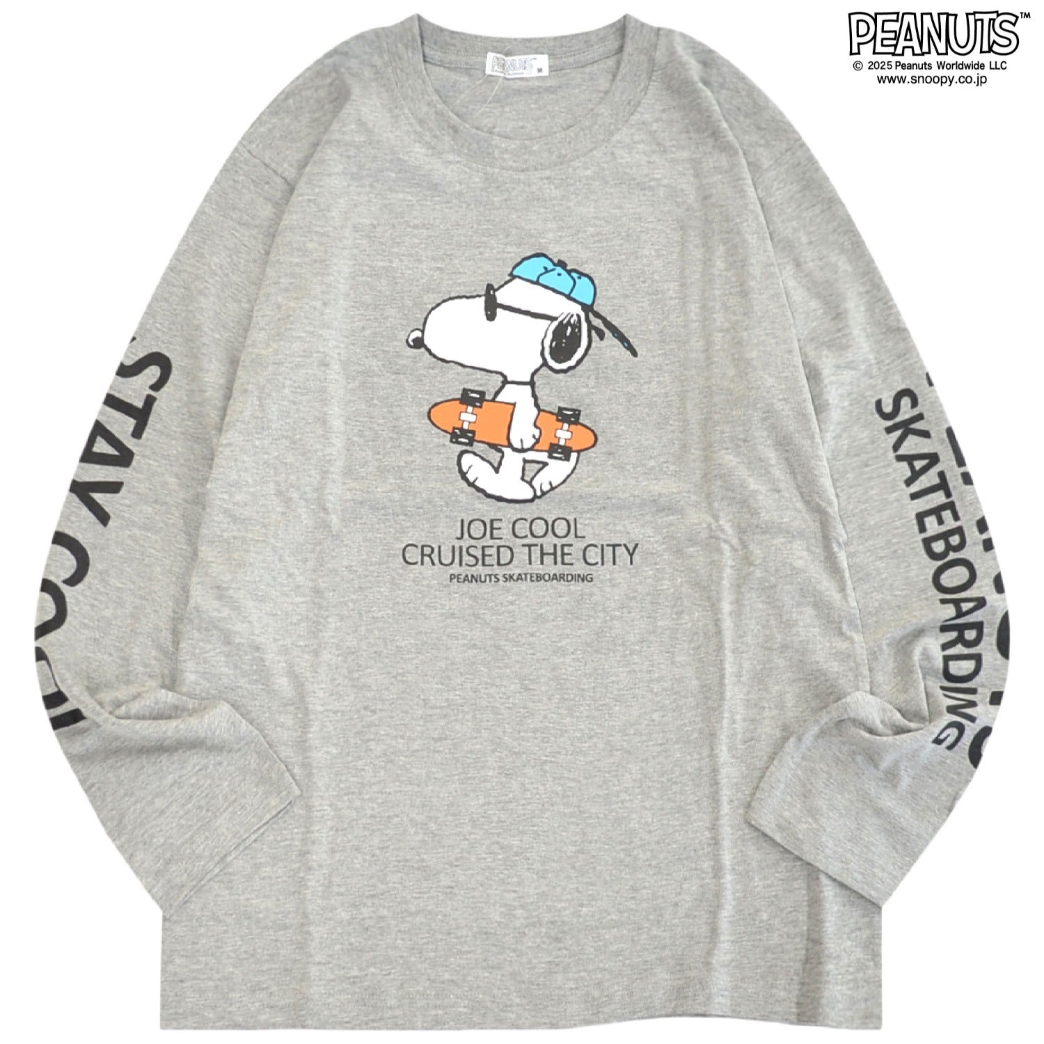 スヌーピー フレンズ ジョークール 袖プリント 長袖 Tシャツ トップス スケートボード柄 秋 SNOOPY PEANUTS s1253-08sp