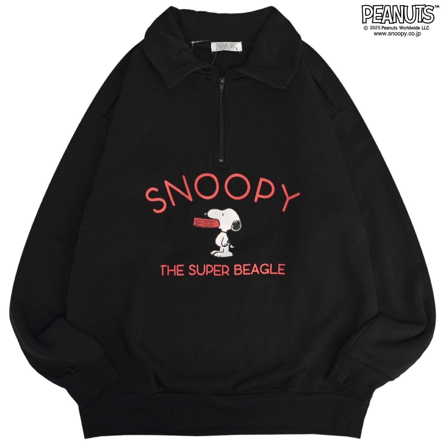 スヌーピー 裏起毛 ハーフジップ トレーナー 長袖 スウェット トップス プリント ロゴ SNOOPY PEANUTS s1334-635
