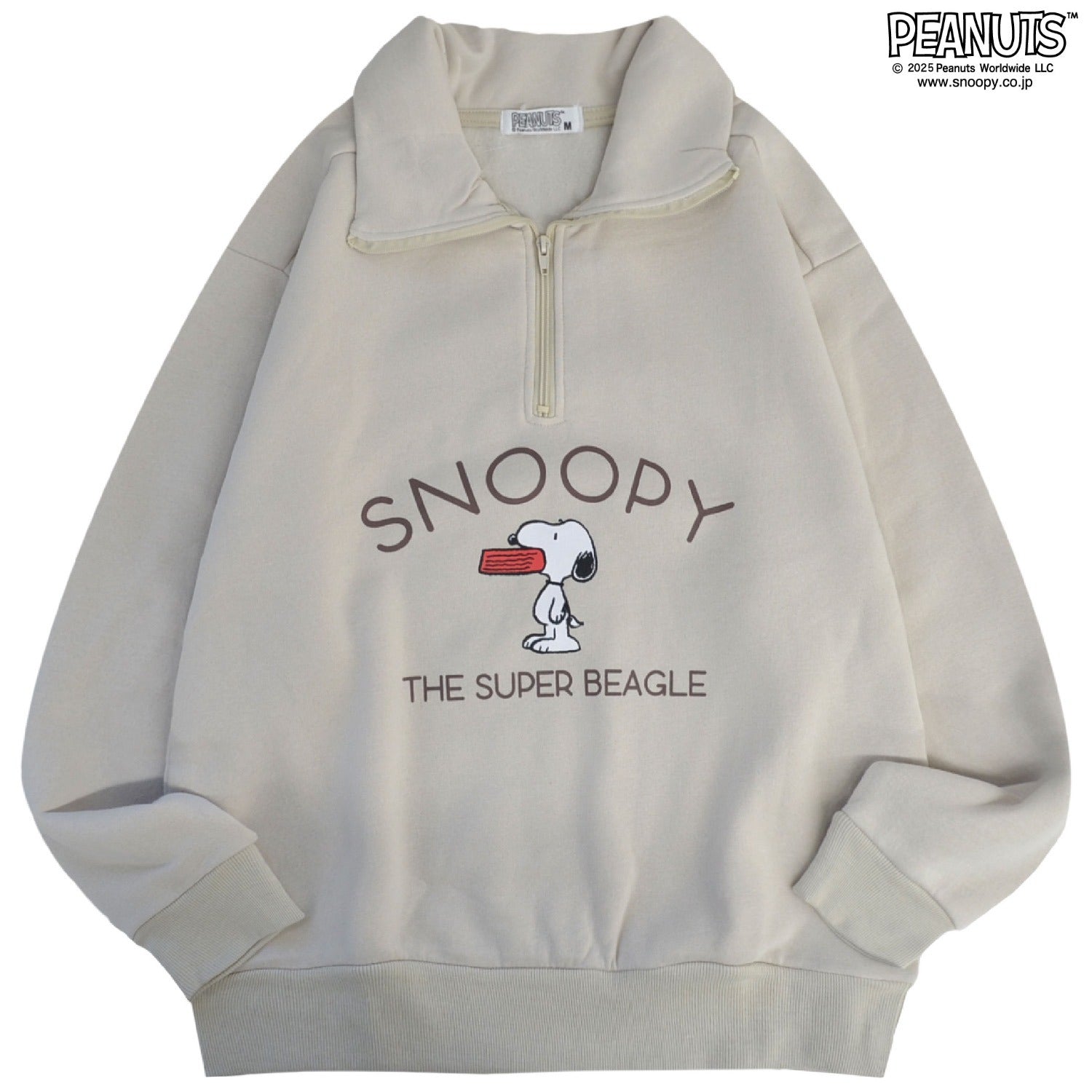スヌーピー 裏起毛 ハーフジップ トレーナー 長袖 スウェット トップス プリント ロゴ SNOOPY PEANUTS s1334-635
