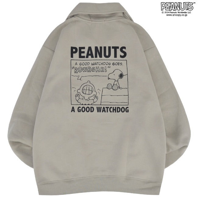 スヌーピー トレーナー 裏起毛 スウェット ハーフジップ プリント チャーリーブラウン 刺繍 長袖 SNOOPY PEANUTS s1344-120