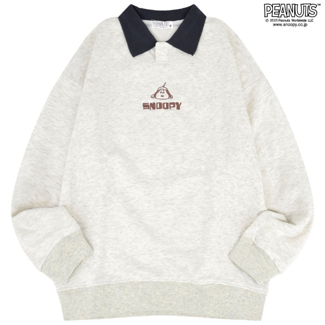 スヌーピー トレーナー スウェット トップス 長袖 襟付き 裏起毛 刺繍 プリント PEANUTS SNOOPY s1344-39sp