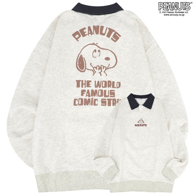 スヌーピー トレーナー スウェット トップス 長袖 襟付き 裏起毛 刺繍 プリント PEANUTS SNOOPY s1344-39sp