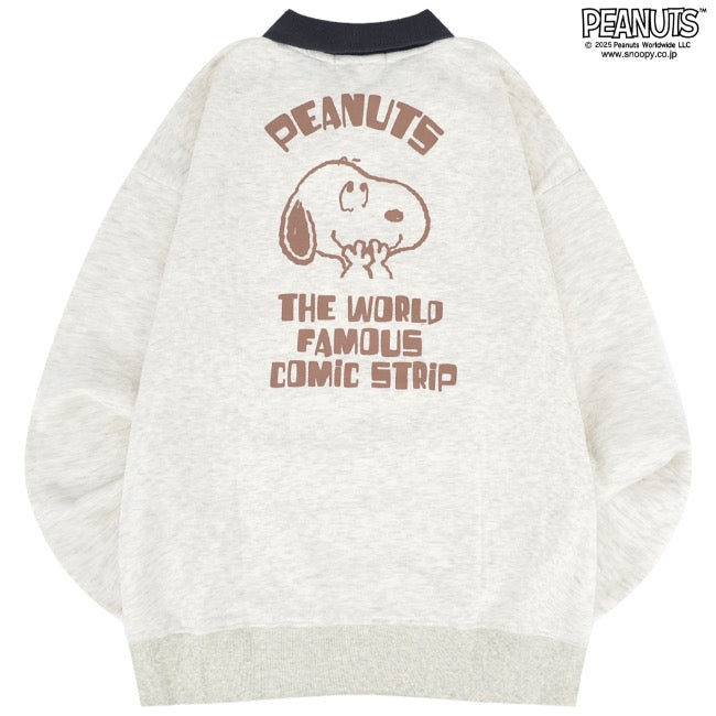 スヌーピー トレーナー スウェット トップス 長袖 襟付き 裏起毛 刺繍 プリント PEANUTS SNOOPY s1344-39sp