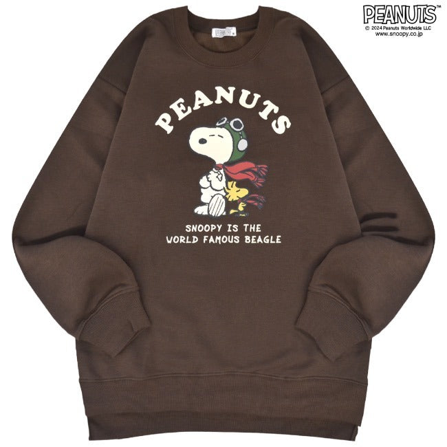 スヌーピー トレーナー 長袖 裏起毛 スウェット トップス ジョークール フライングエース プリント SNOOPY PEANUTS s1344-400sp