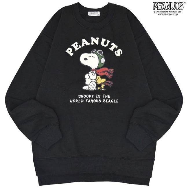スヌーピー トレーナー 長袖 裏起毛 スウェット トップス ジョークール フライングエース プリント SNOOPY PEANUTS s1344-400sp