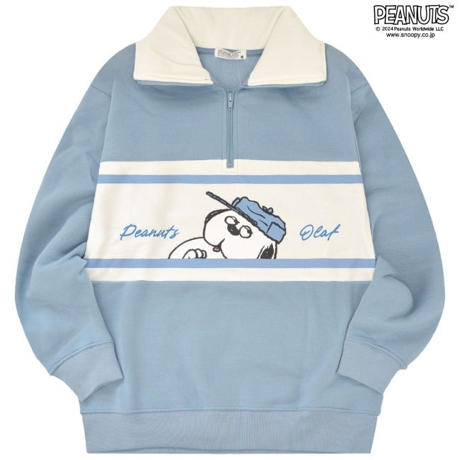 スヌーピー 長袖 トップス ハーフジップ 裏起毛 オラフ ジョークール 切り替え プリント SNOOPY PEANUTS JOE COOL s1344-40sp