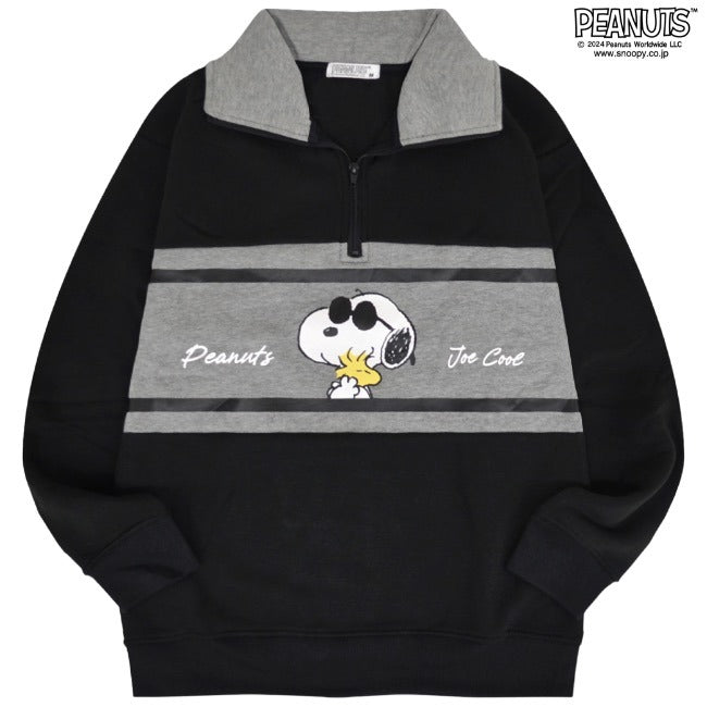スヌーピー 長袖 トップス ハーフジップ 裏起毛 オラフ ジョークール 切り替え プリント SNOOPY PEANUTS JOE COOL s1344-40sp