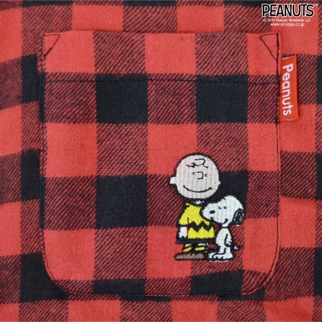 スヌーピー チェックシャツ フランネル ギンガムチェック 長袖 秋冬 SNOOPY PEANUTS s1543-101