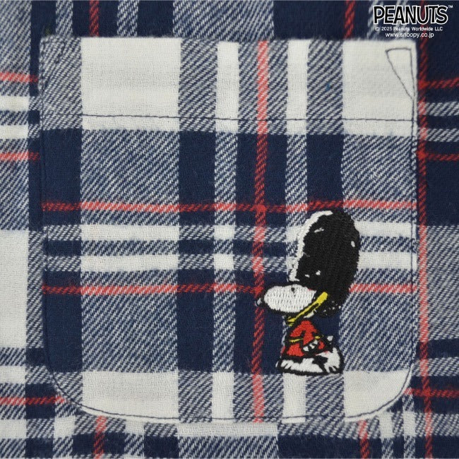 スヌーピー チェックシャツ 長袖 春秋冬 刺繍 SNOOPY PEANUTS s1543-103
