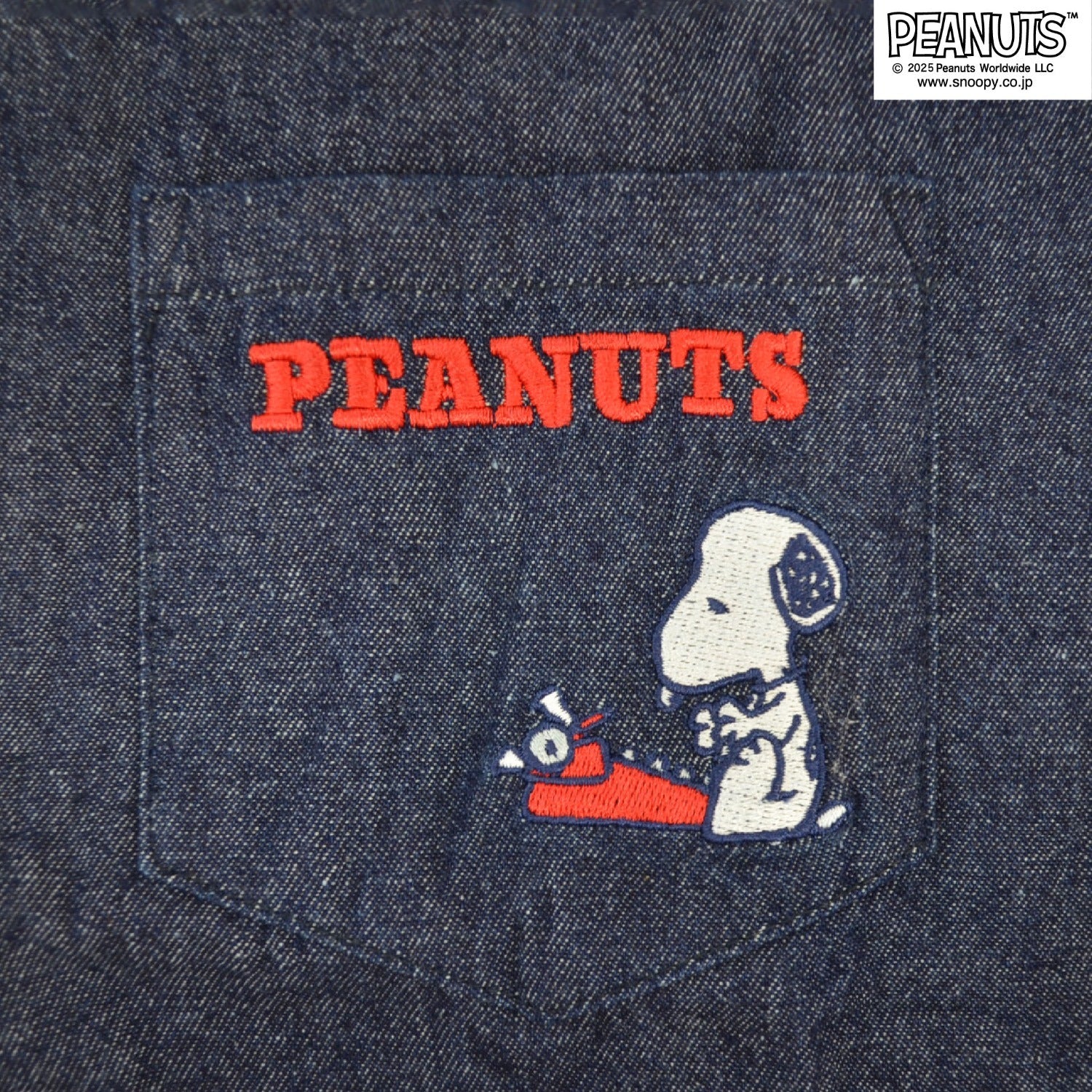 スヌーピー チャーリーブラウン ウッドストック デニム シャツ 半袖 友達 刺繍 SNOOPY PEANUTS s1552-280sp