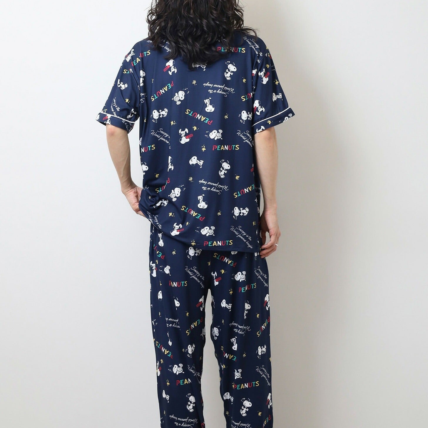 スヌーピー ウッドストック パジャマ 夏 服 シャツ パンツ トップス ロング 上下 セット 部屋着 半袖 前あき ペアコーデ レディース プリント SNOOPY PEANUTS s1652-08sp