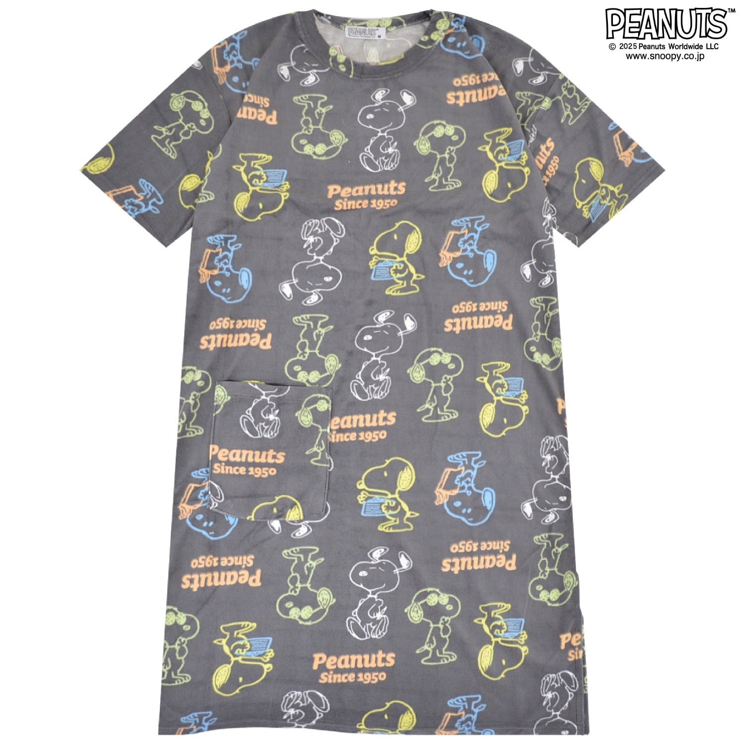スヌーピー ジョークール スーパービッグ Tシャツ ワンピース 半袖 総柄 パイル SNOOPY PEANUTS s1752-283sp