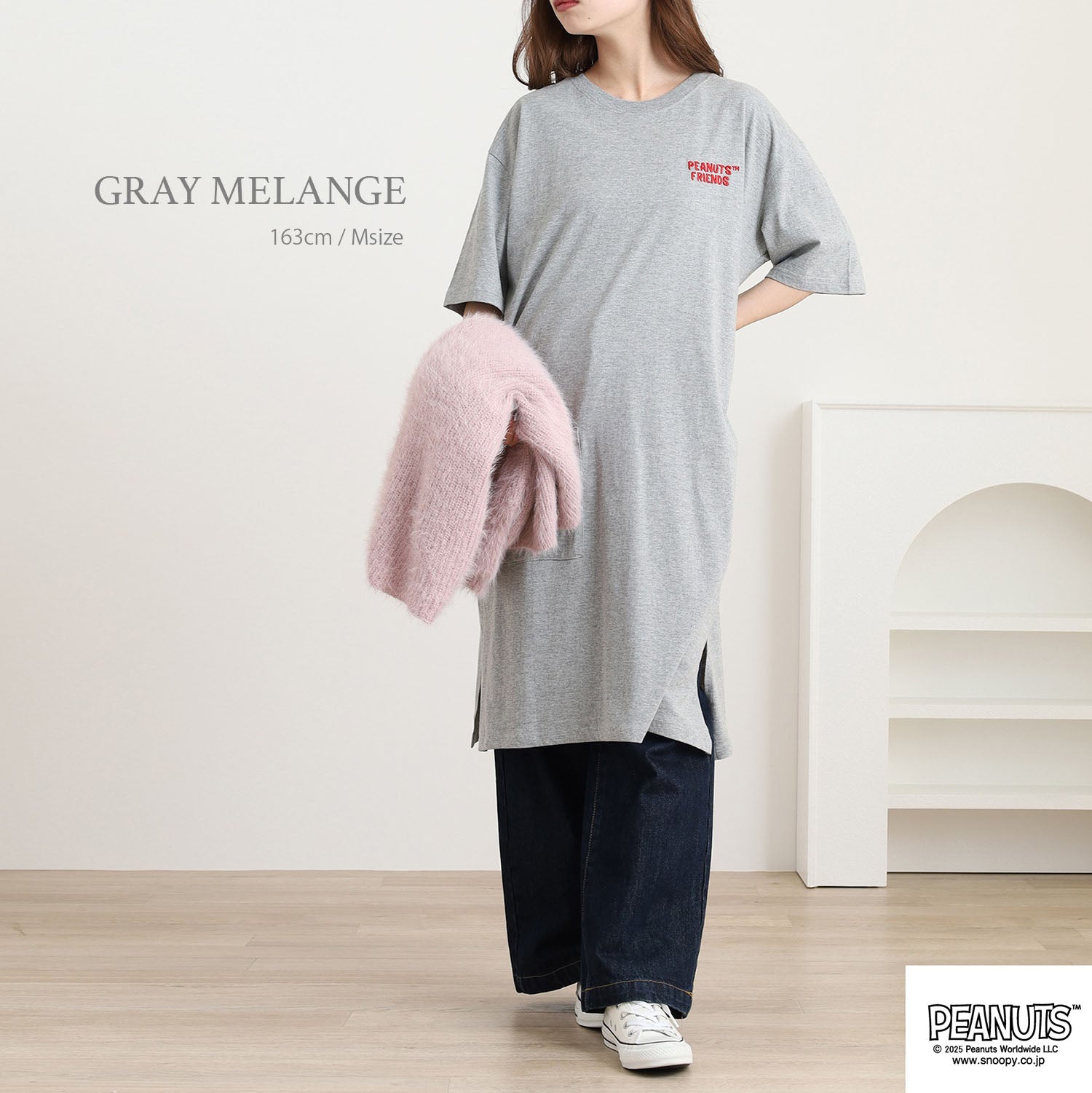 スヌーピー Tシャツ ワンピース 半袖 春夏 綿 天竺 チャーリーブラウン ライナス PEANUTS BIG s1752-426sp