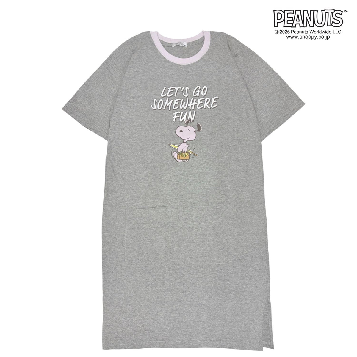 スヌーピー 半袖 ワンピース 膝丈 春夏 ルームウェア 部屋着 天竺 PEANUTS s1752-427sp