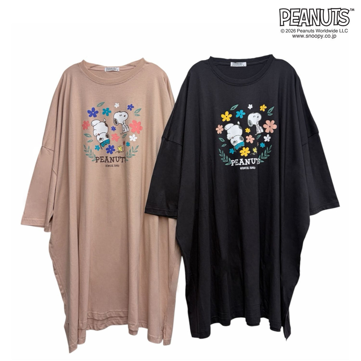 スヌーピー ピーナッツ 花柄 プリント Tシャツ 大きいサイズ キングT 春夏 カットソー ゆったり PEANUTS s1752-429sp