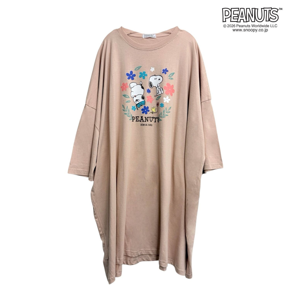 スヌーピー ピーナッツ 花柄 プリント Tシャツ 大きいサイズ キングT 春夏 カットソー ゆったり PEANUTS s1752-429sp