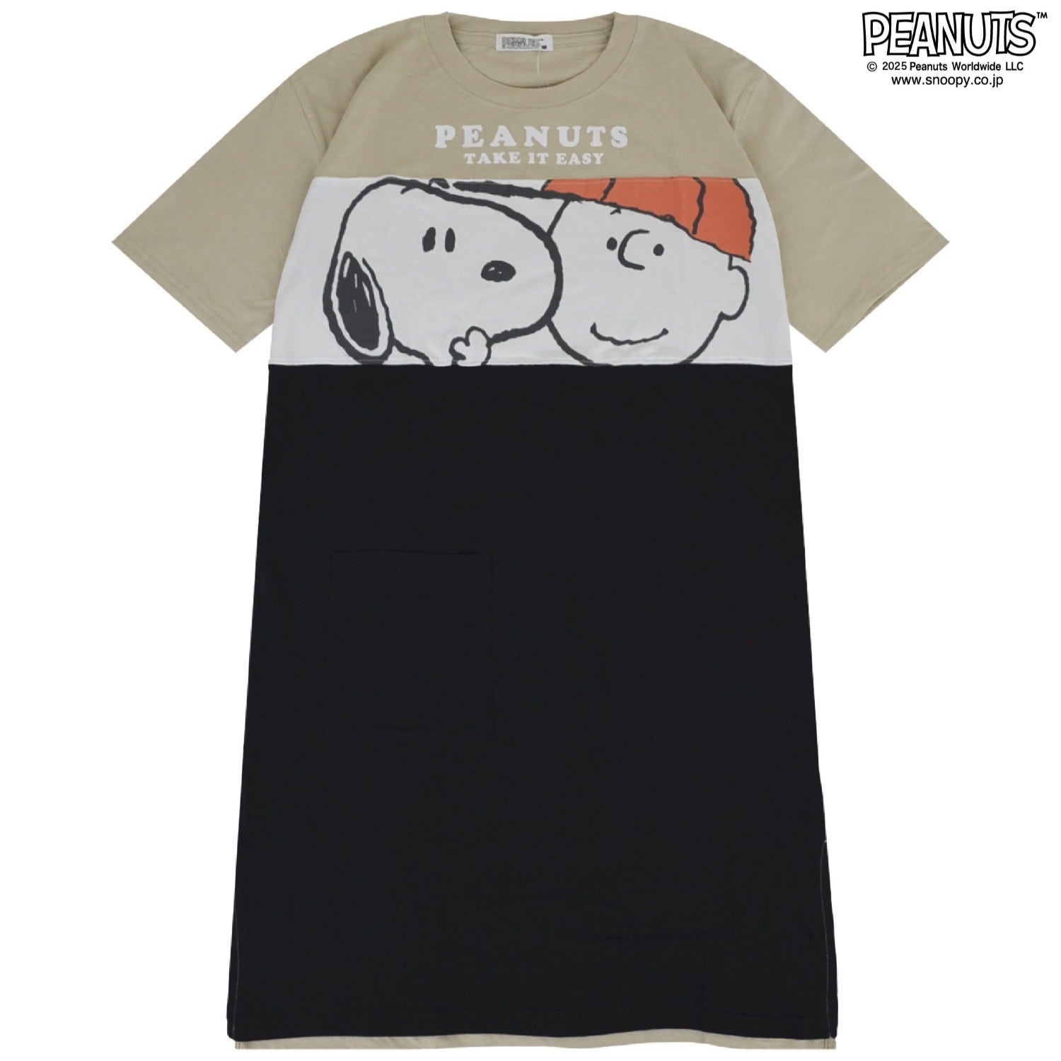 スヌーピー ウッドストック チャーリーブラウン Tシャツ BIGトップス 半袖 レディース 切替 プリント SNOOPY PEANUTS s1752-94sp