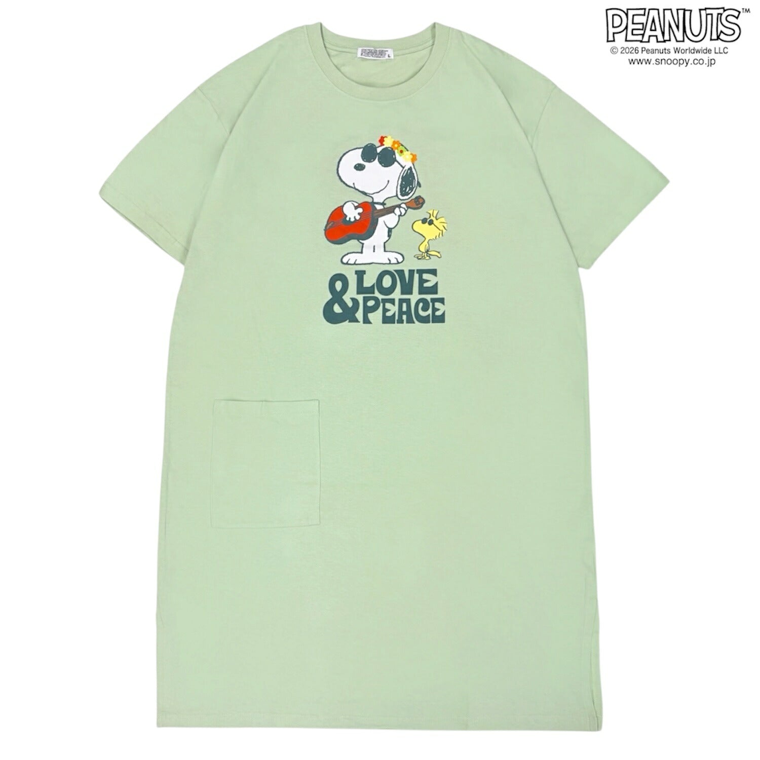 スヌーピー チャーリー・ブラウン ミュージック柄 プリント スーパービッグTシャツ 半袖 ワンピース ルームウェア レディース 春 夏 s1762-253sp