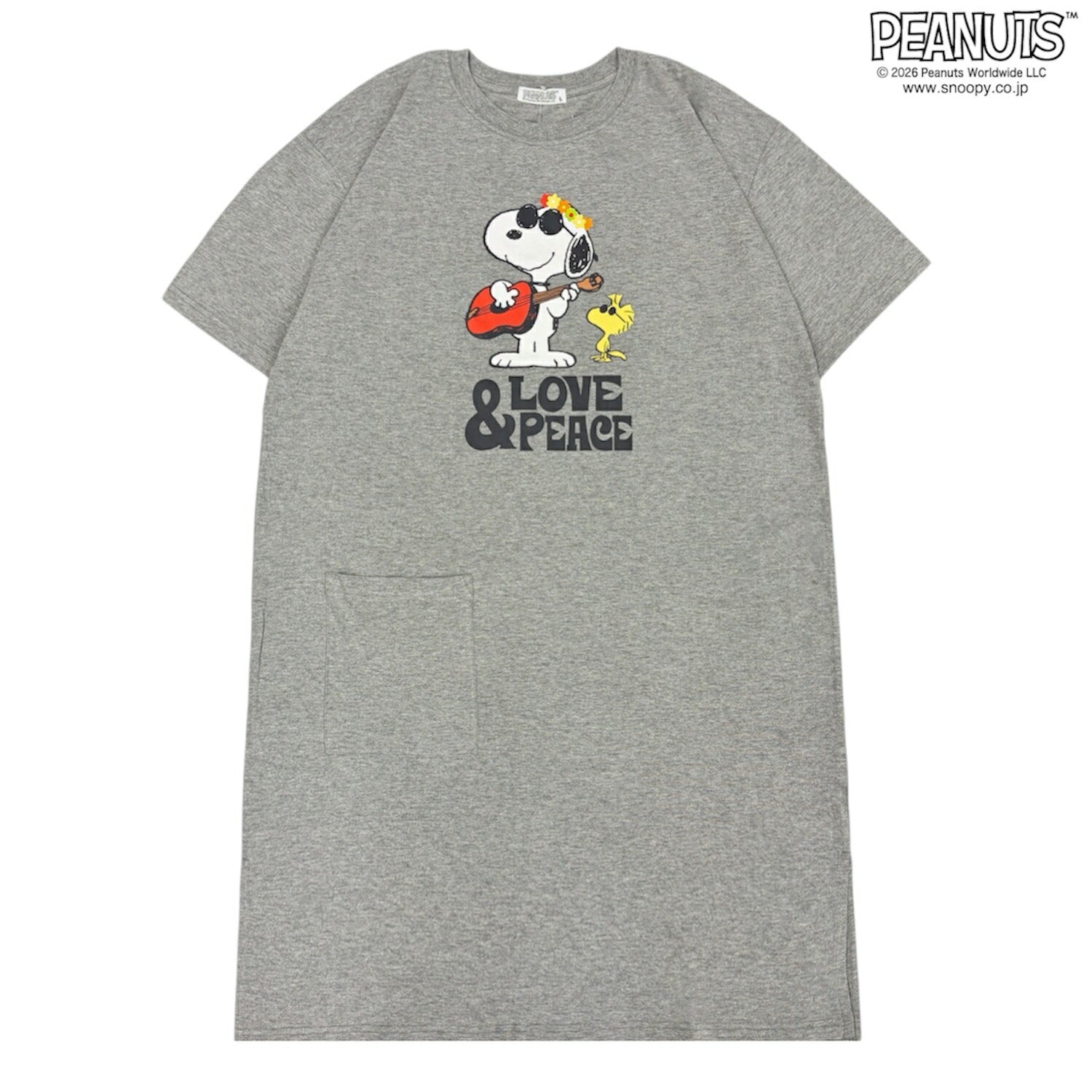 スヌーピー チャーリー・ブラウン ミュージック柄 プリント スーパービッグTシャツ 半袖 ワンピース ルームウェア レディース 春 夏 s1762-253sp