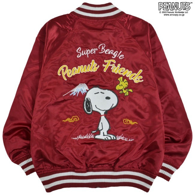 スヌーピー スカジャン アウター ウッドストック 刺繍 富士山 和風 長袖 SNOOPY PEANUTS M L LL s1823-687