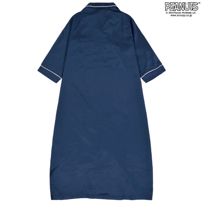 スヌーピー ワンピース 部屋着 レディース 七分袖 サテン 刺繍 PEANUT s2122-39