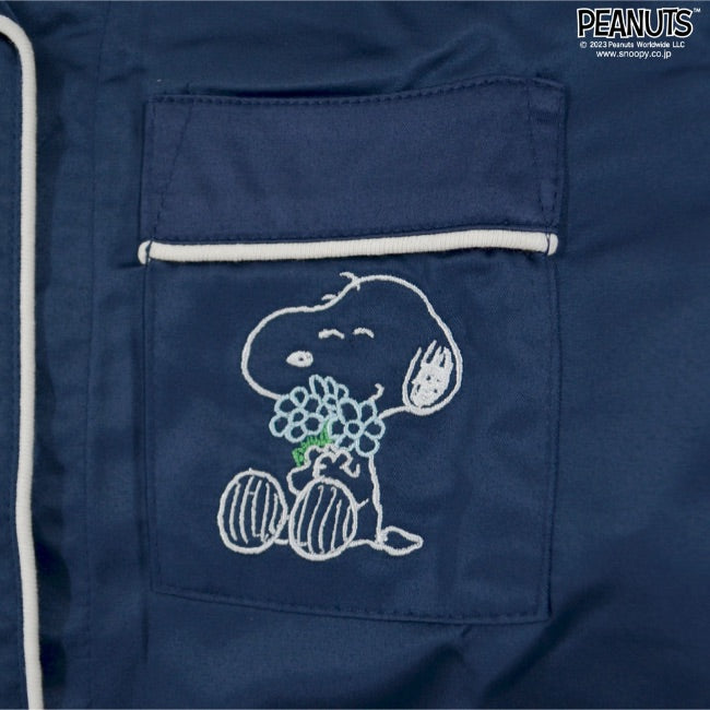 スヌーピー ワンピース 部屋着 レディース 七分袖 サテン 刺繍 PEANUT s2122-39