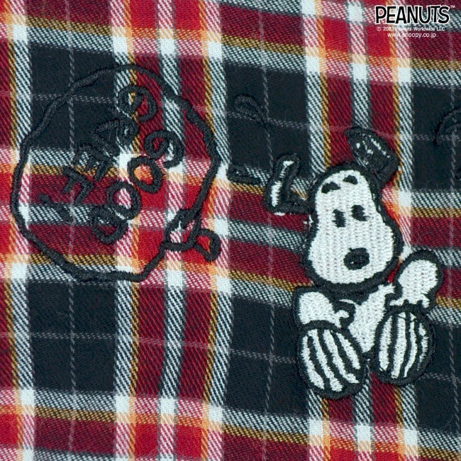 スヌーピー チャーリーブラウン ネルチェック チュニック シャツ トップス 長袖 刺繍 SNOOPY PEANUTS s2293-448