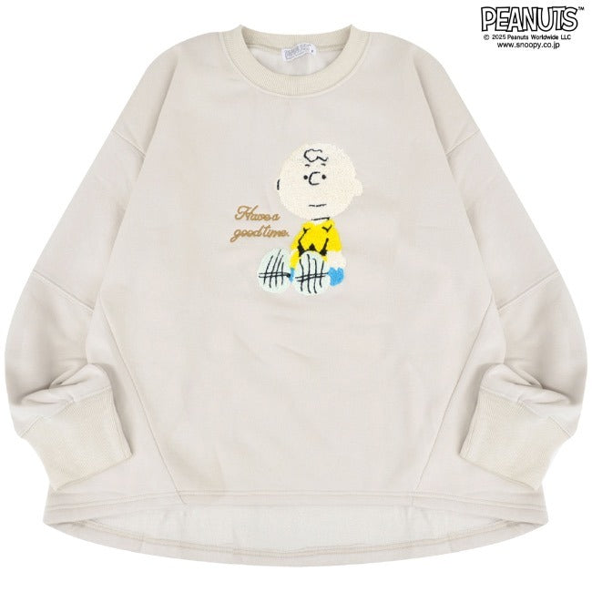 スヌーピー トレーナー 長袖 裏起毛 刺繍 切り替え スウェット チャーリーブラウン コクーン SNOOPY PEANUTS s2344-188