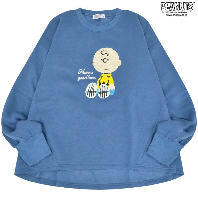 スヌーピー トレーナー 長袖 裏起毛 刺繍 切り替え スウェット チャーリーブラウン コクーン SNOOPY PEANUTS s2344-188