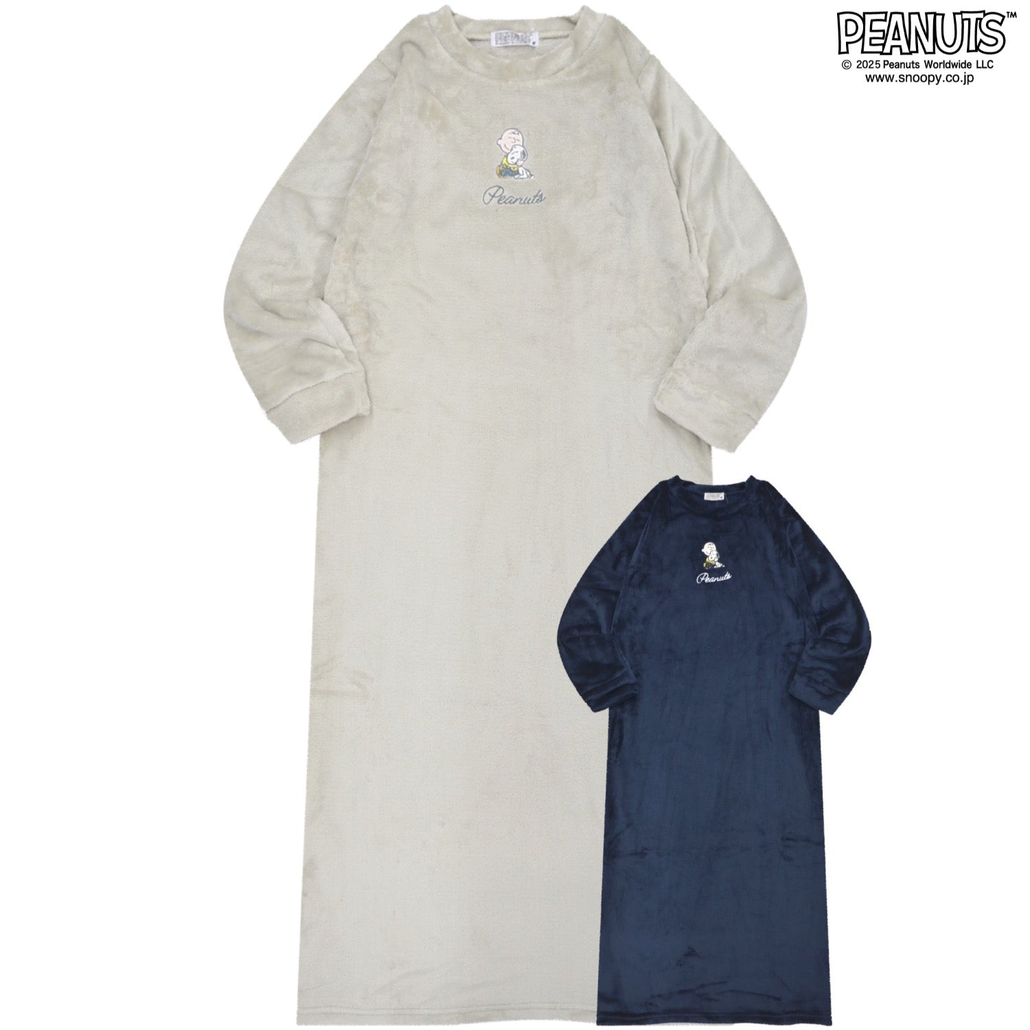 スヌーピー ワンピース フリース 長袖 チャーリーブラウン 裏起毛 秋 冬 SNOOPY PEANUTS