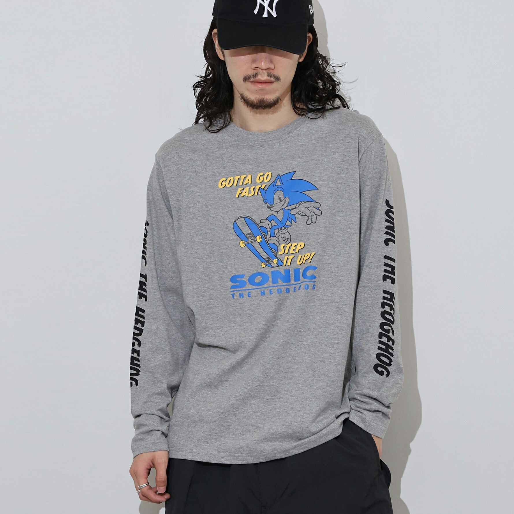 ソニック Tシャツ 長袖 セガ ゲーム バック プリント 刺繍 スケボー SONIC THE HEDGEHOG sc1251-13