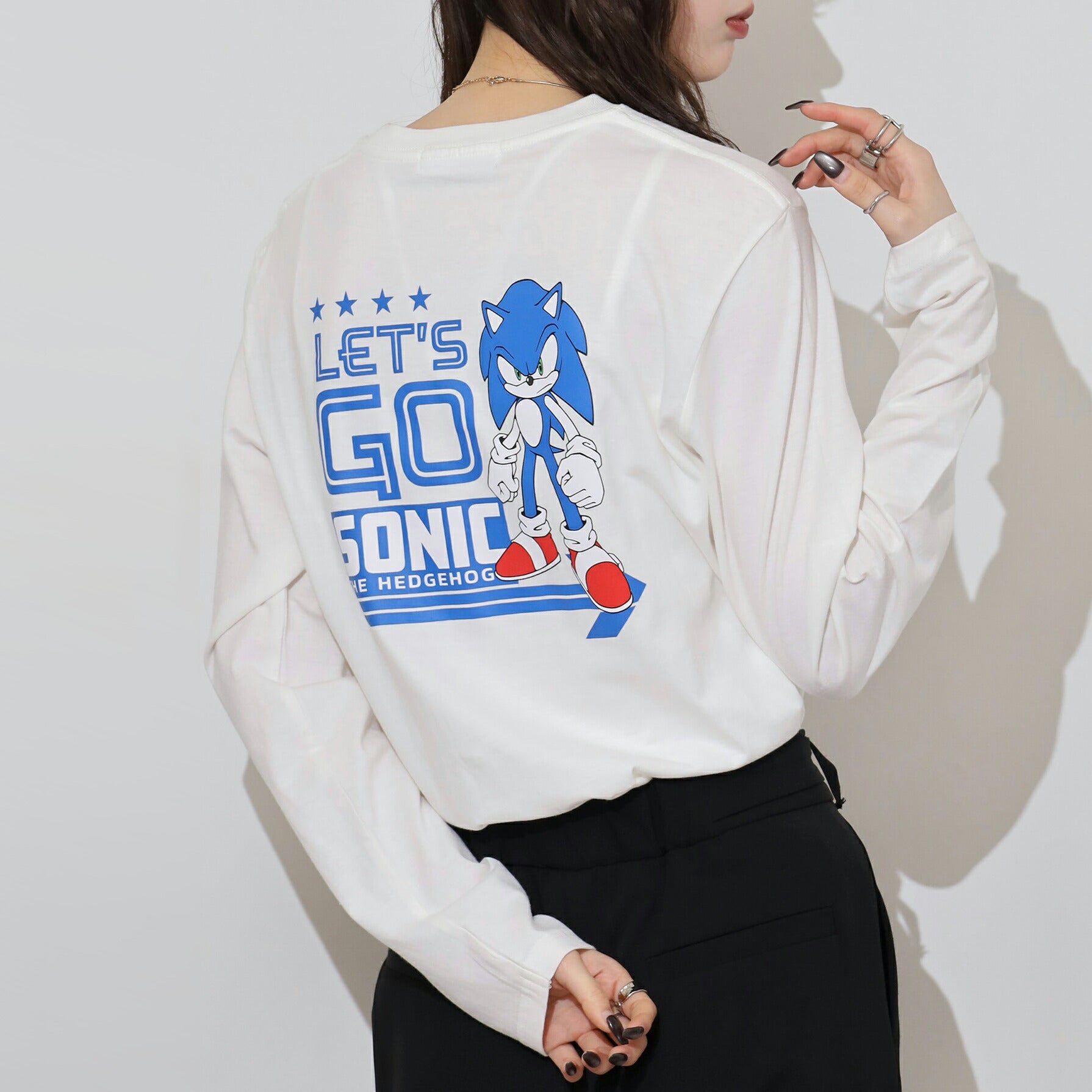 ソニック Tシャツ 長袖 セガ ゲーム バック プリント 刺繍 スケボー SONIC THE HEDGEHOG sc1251-13