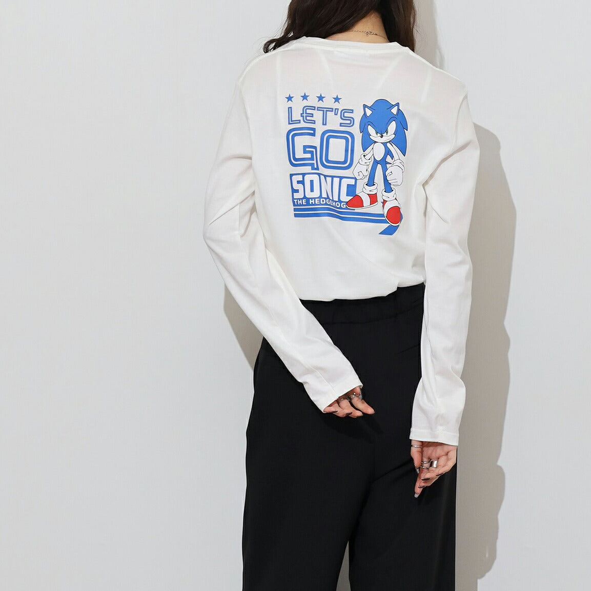 ソニック Tシャツ 長袖 セガ ゲーム バック プリント 刺繍 スケボー SONIC THE HEDGEHOG sc1251-13