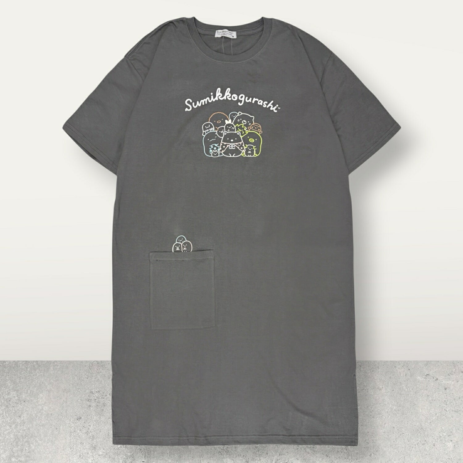 すみっコぐらし プリント 半袖 ワンピース ロング丈 天竺 BIG Tシャツ 春 夏 ポケット付 サンエックス sumikkogurashi SAN-X sg1752-182