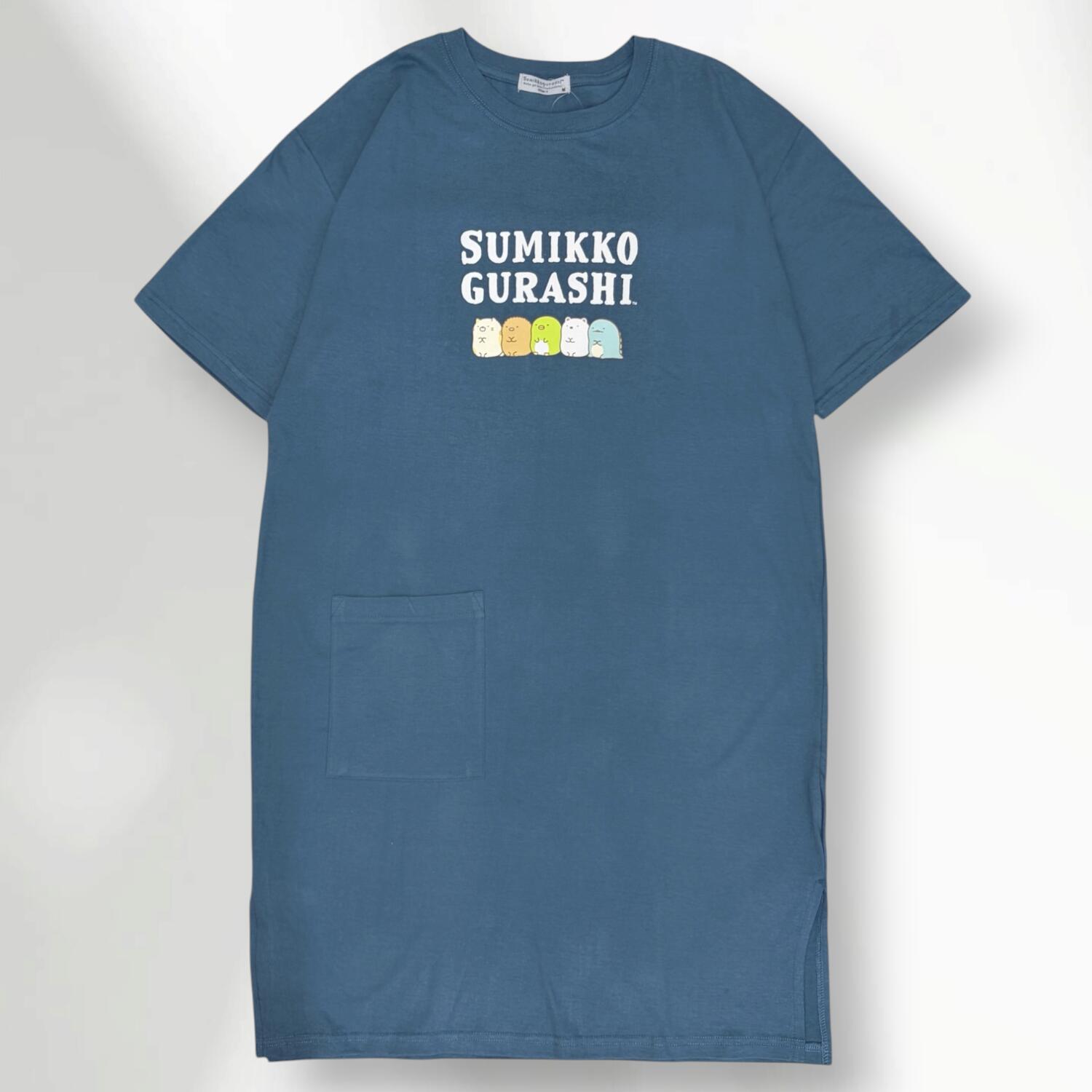 すみっコぐらし プリント ロゴ 半袖 ワンピース ロング丈 天竺 スーパーBIG Tシャツ 春 夏 ポケット付 サンエックス sumikkogurashi SAN -X sg1752-183