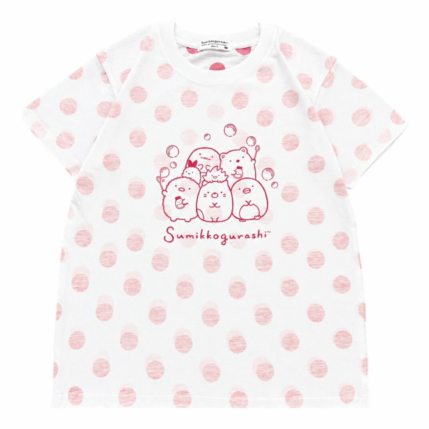 すみっコぐらし プリント 半袖 キッズ スラブ天竺 ビッグシルエット Tシャツ トップス ドット柄 sg7162-35