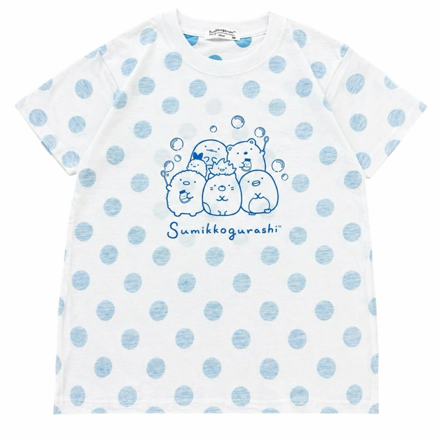 すみっコぐらし プリント 半袖 キッズ スラブ天竺 ビッグシルエット Tシャツ トップス ドット柄 sg7162-35