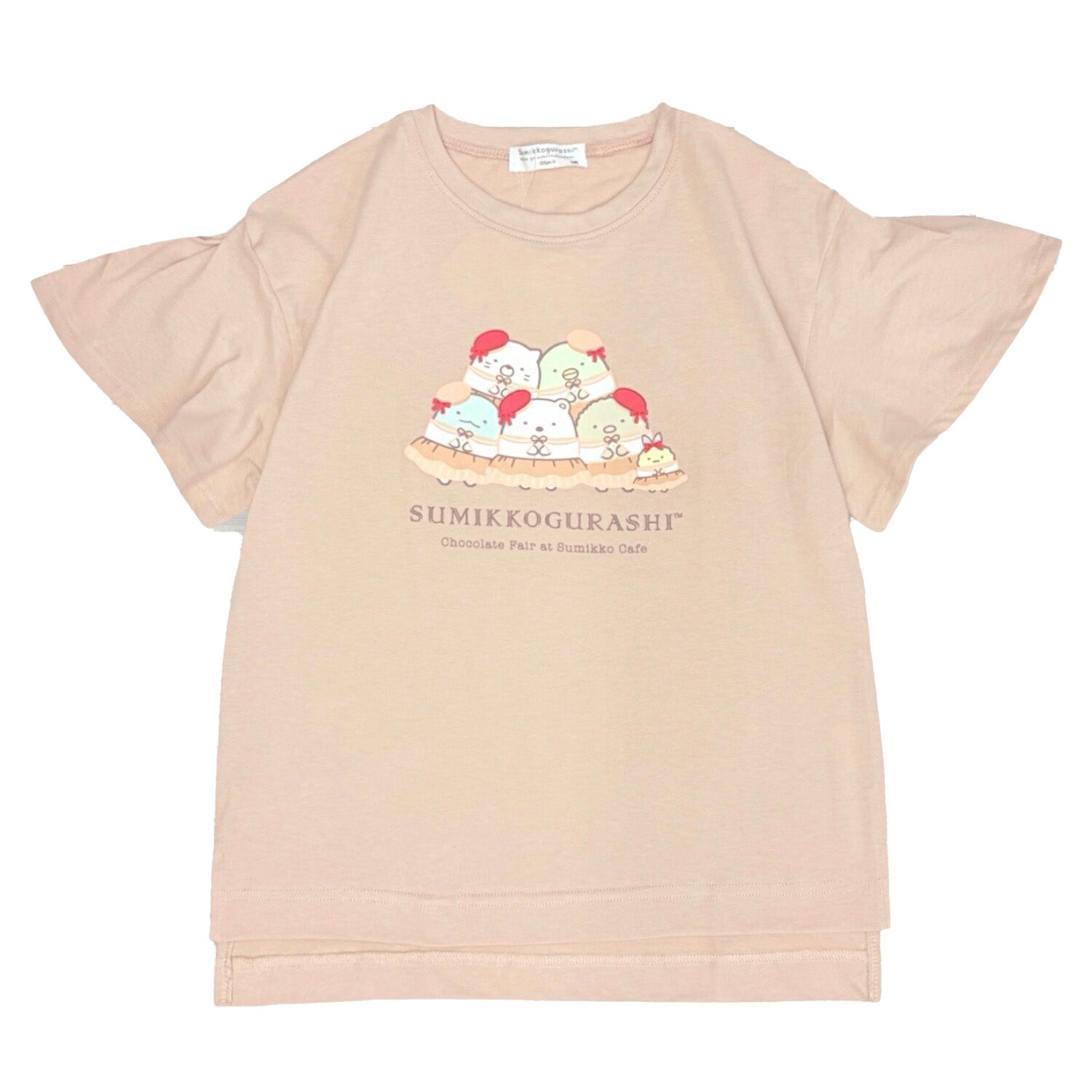すみっコぐらし キッズ 袖フリル 半袖 Tシャツ 子ども 子供服 トップス プリント 天竺 綿 春夏 sumikkogurashi sg7162-36