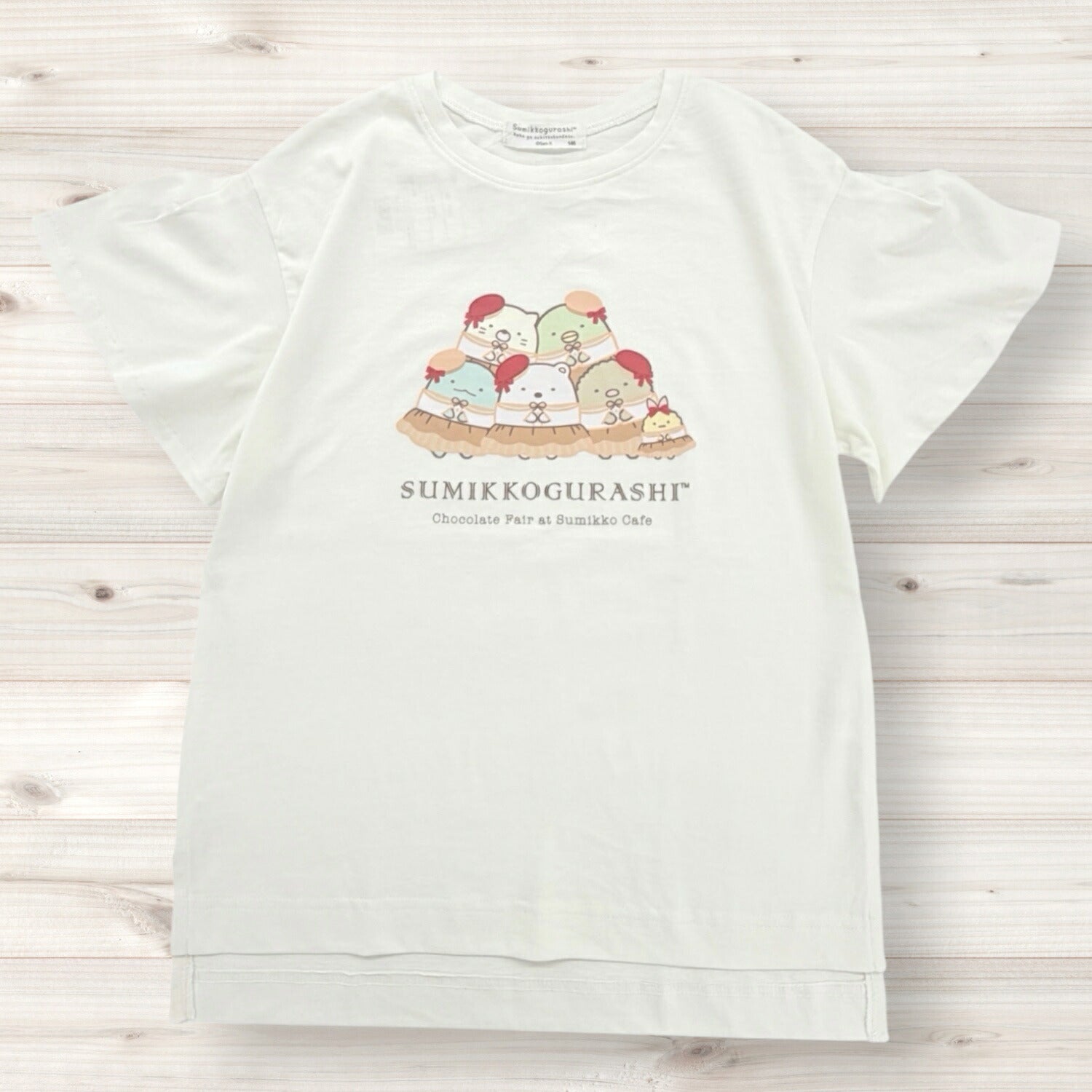 すみっコぐらし キッズ 袖フリル 半袖 Tシャツ 子ども 子供服 トップス プリント 天竺 綿 春夏 sumikkogurashi sg7162-36