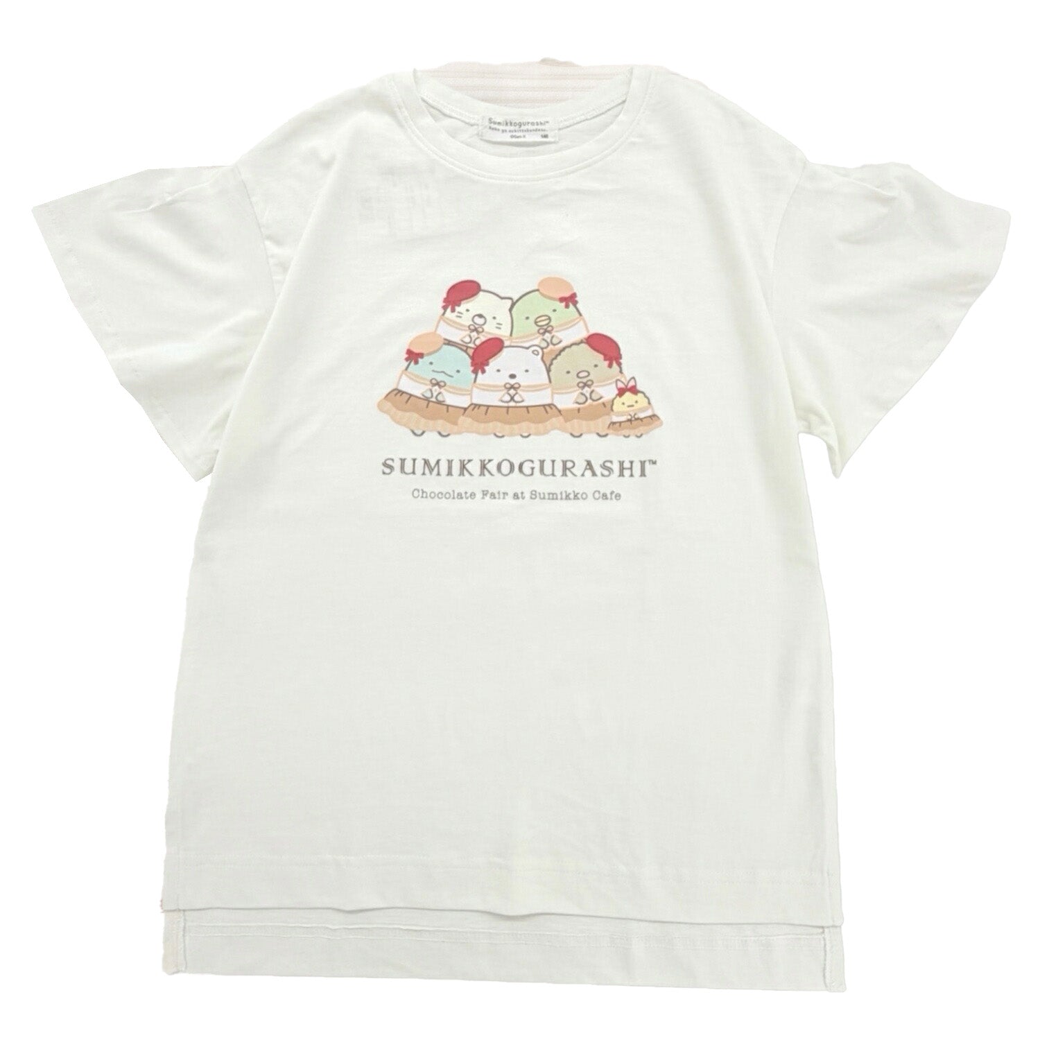 すみっコぐらし キッズ 袖フリル 半袖 Tシャツ 子ども 子供服 トップス プリント 天竺 綿 春夏 sumikkogurashi sg7162-36
