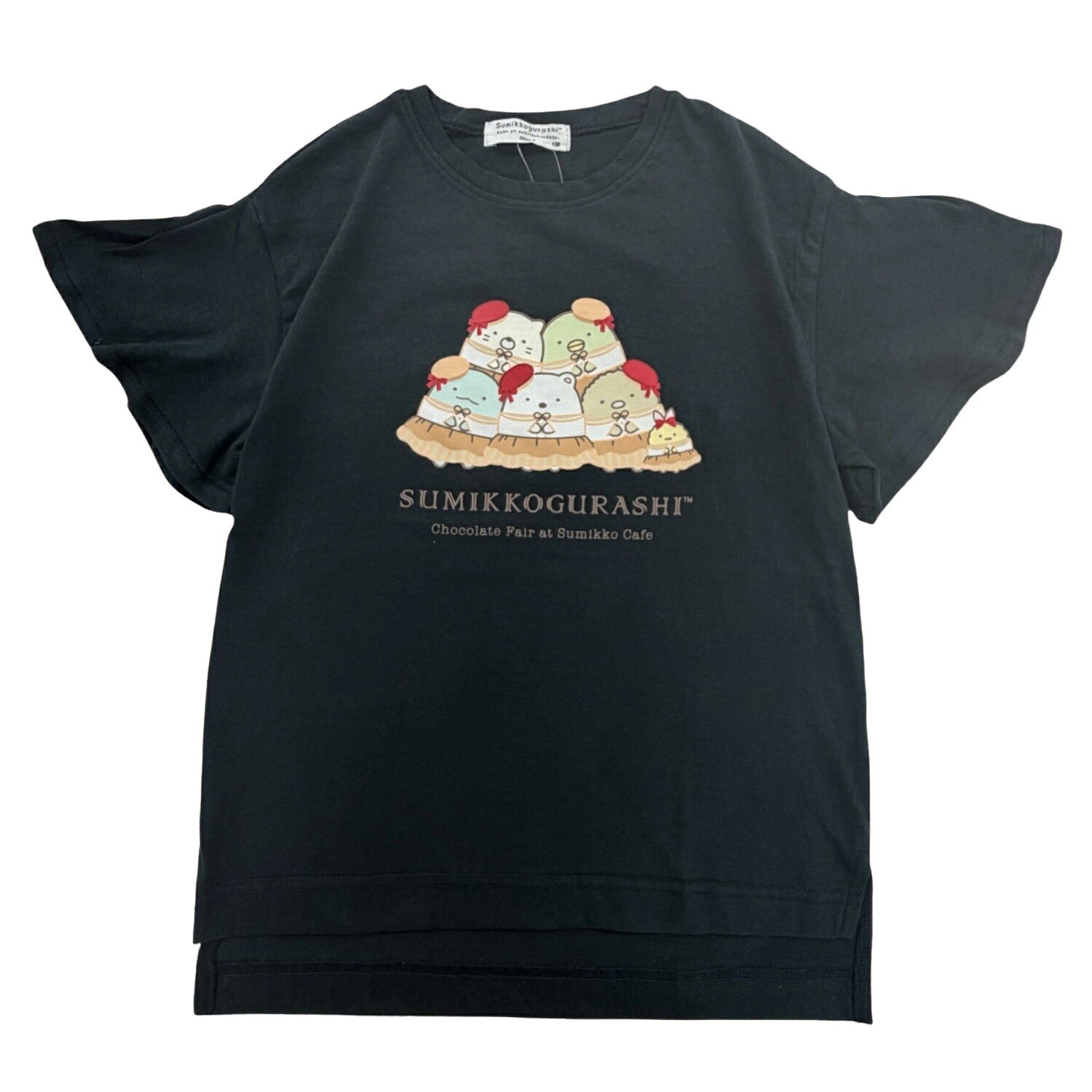 すみっコぐらし キッズ 袖フリル 半袖 Tシャツ 子ども 子供服 トップス プリント 天竺 綿 春夏 sumikkogurashi sg7162-36